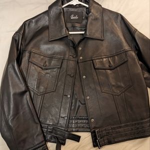 Genuine Leather Cropped Jacket